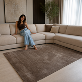 Comfy Soft - Effen Vloerkleed Wasbaar Uni Bruin Donker Beige