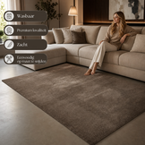 Comfy Soft - Effen Vloerkleed Wasbaar Uni Bruin Donker Beige