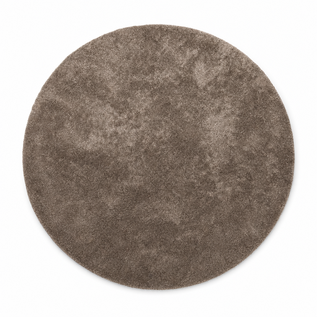 Comfy Soft - Rond Effen Vloerkleed Wasbaar Uni Bruin Donker Beige