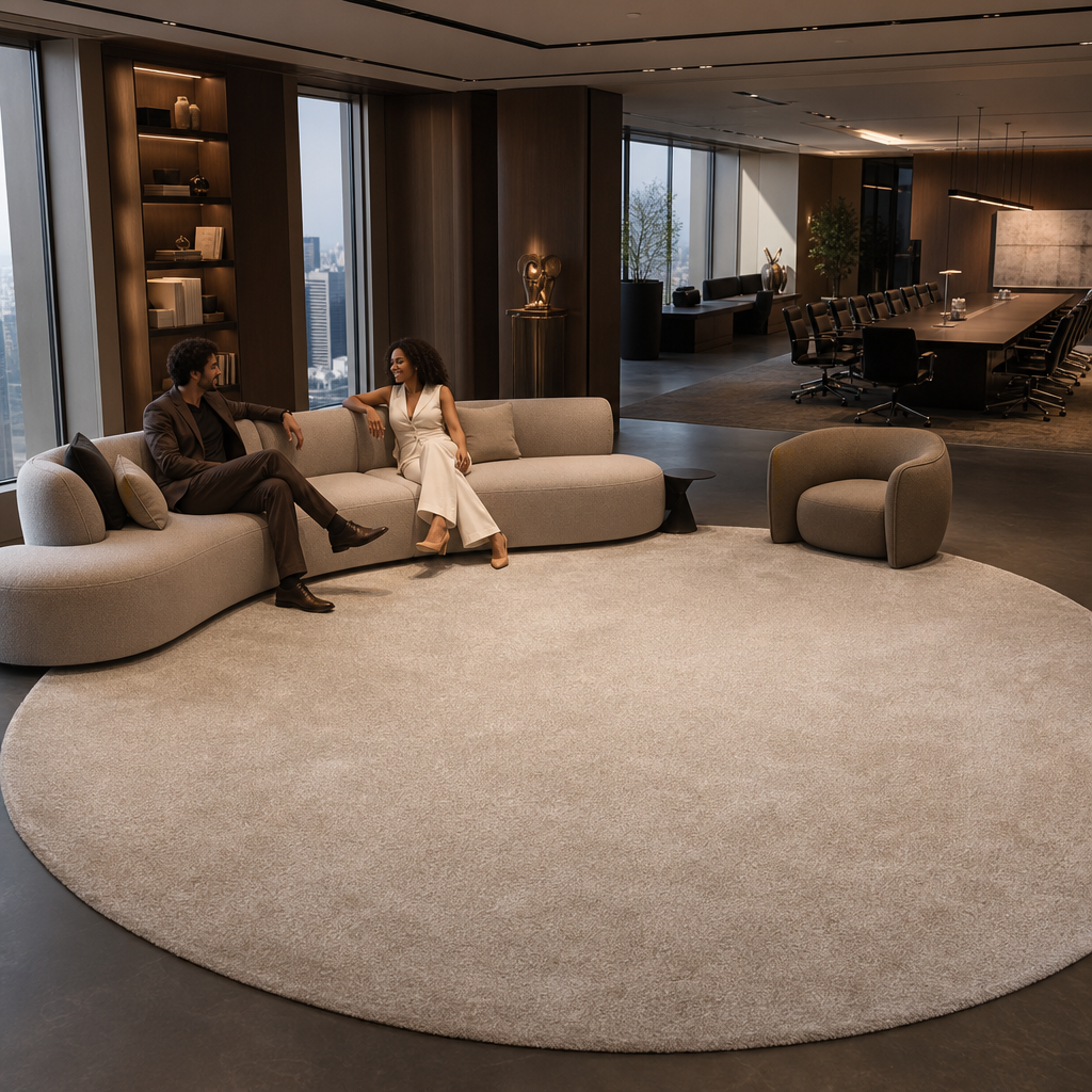 Comfy Soft - Rond Effen Vloerkleed Wasbaar Uni Beige