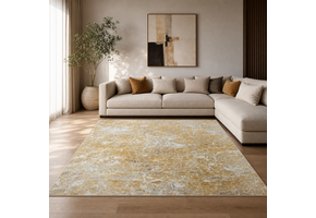 Premium Velours Vloerkleed Goud/Grijs
