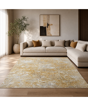 Premium Velours Vloerkleed Goud/Grijs