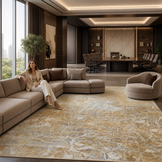 Premium Velours Vloerkleed Goud/Grijs