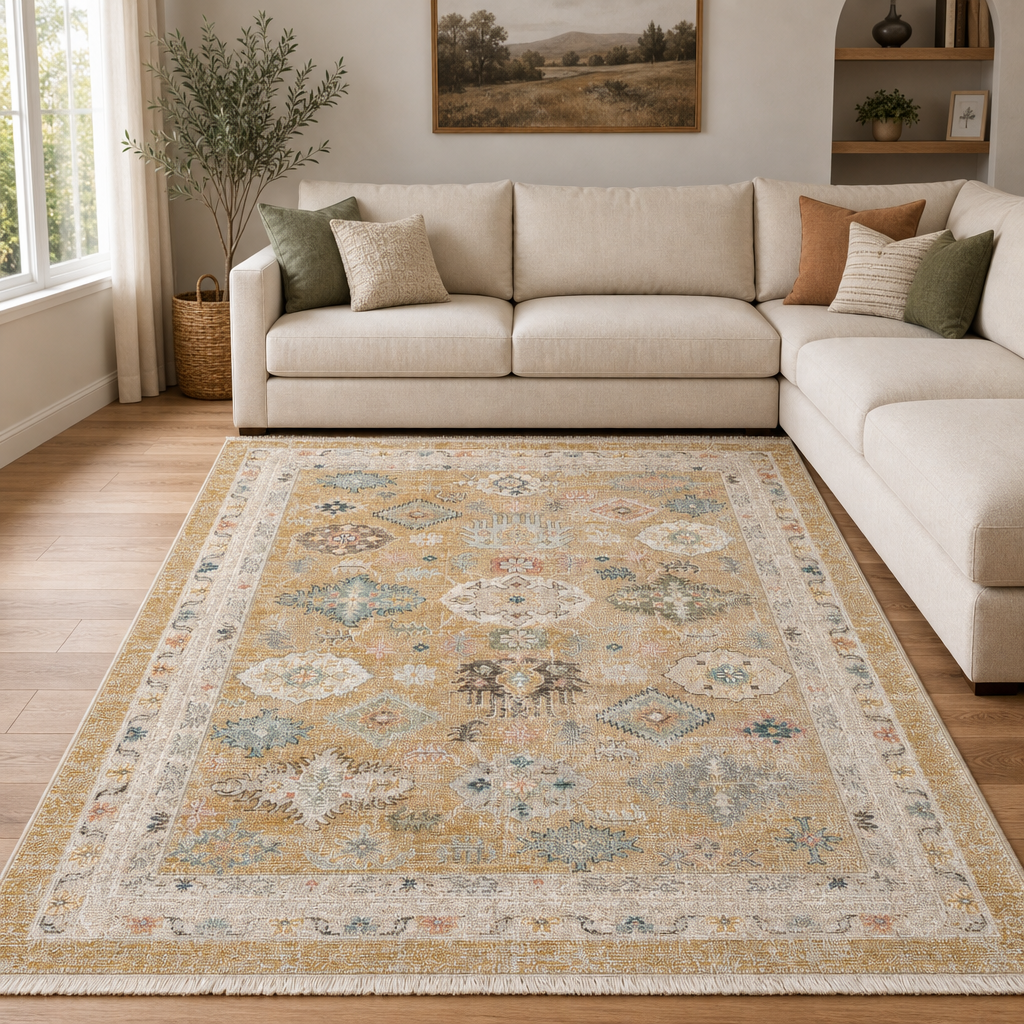 Istanbul Vintage Vloerkleed Geel