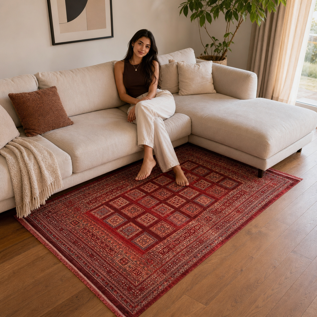 Artline Oosters Vintage Vloerkleed Shah Rood Wollook