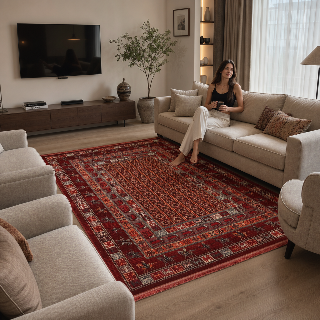 Artline Oosters Vintage Vloerkleed Taj Rood Wollook
