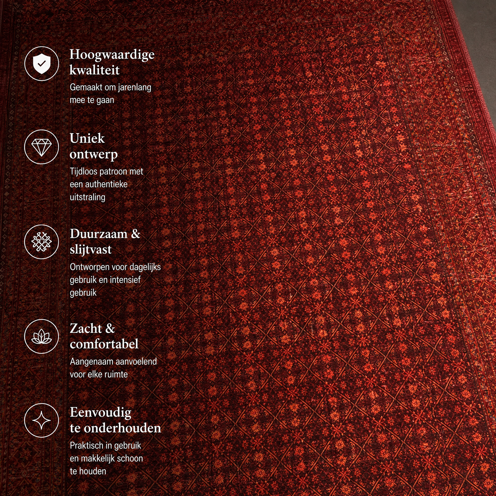Artline Oosters Vintage Vloerkleed Herat Rood Wollook