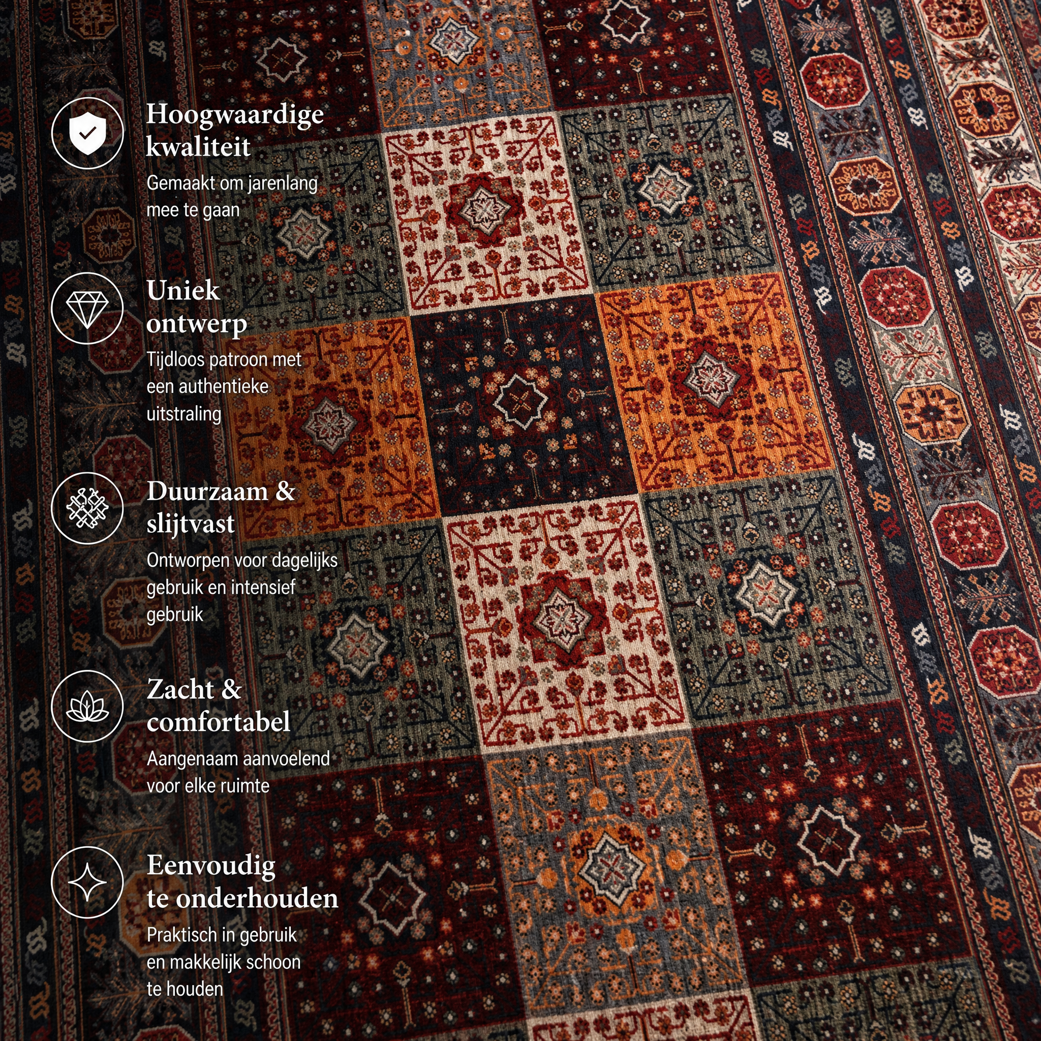 Artline Oosters Vintage Vloerkleed Sultan Rood Wollook