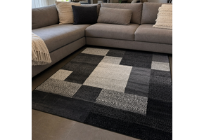 Santo Modern Vloerkleed Zwart Grijs