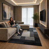 Santo Modern Vloerkleed Zwart Grijs