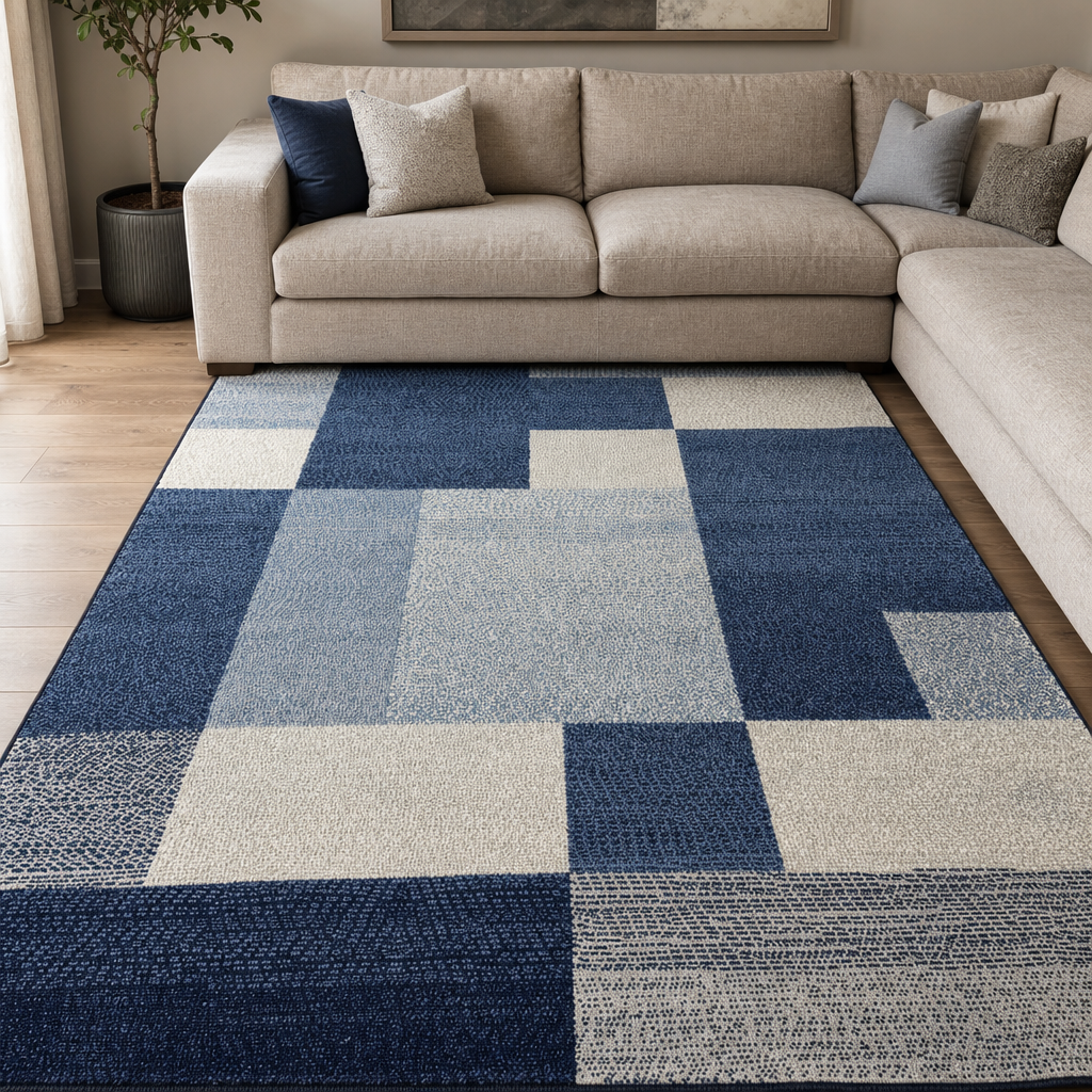 Santo Modern Vloerkleed Blauw Grijs