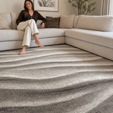Waves Modern Vloerkleed Bruin Beige