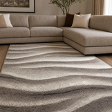 Waves Modern Vloerkleed Bruin Beige
