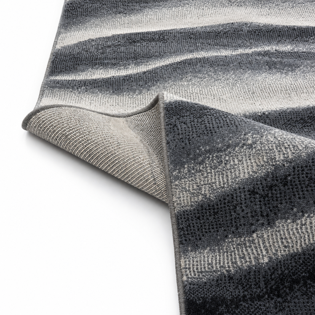 Waves Modern Vloerkleed Zwart Grijs