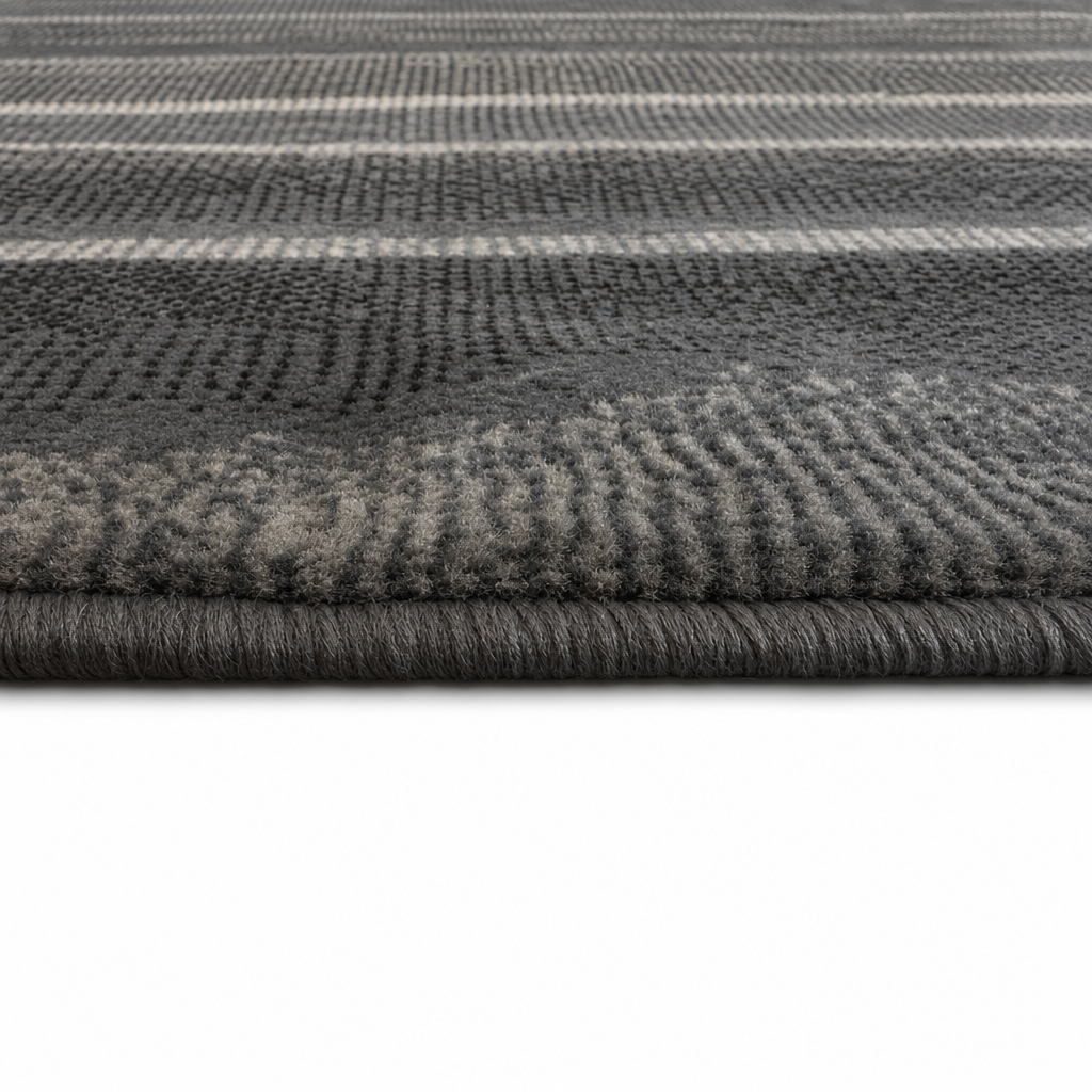 Waves Modern Vloerkleed Zwart Grijs