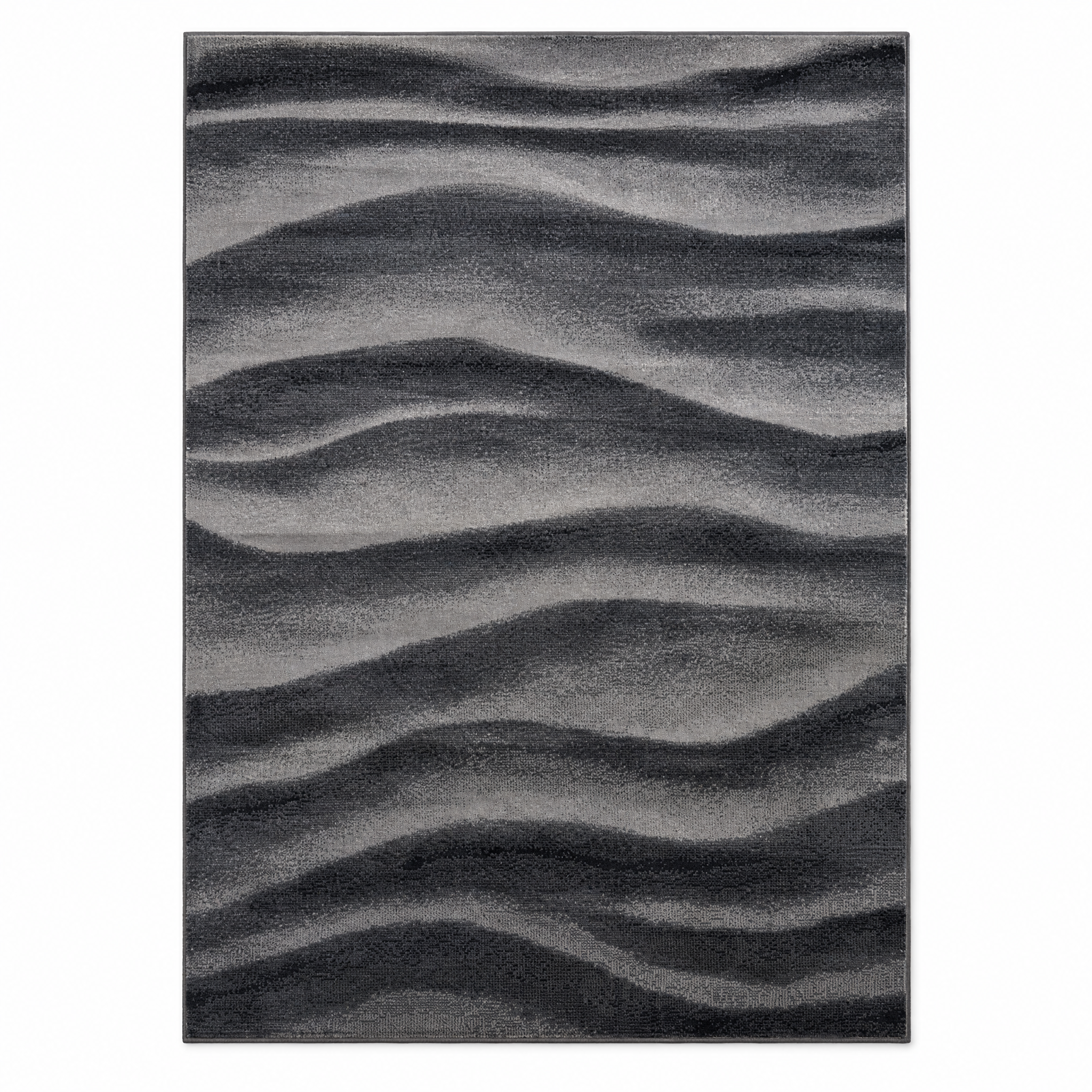 Waves Modern Vloerkleed Zwart Grijs