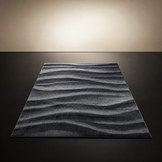 Waves Modern Vloerkleed Zwart Grijs