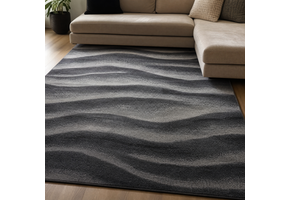 Waves Modern Vloerkleed Zwart Grijs