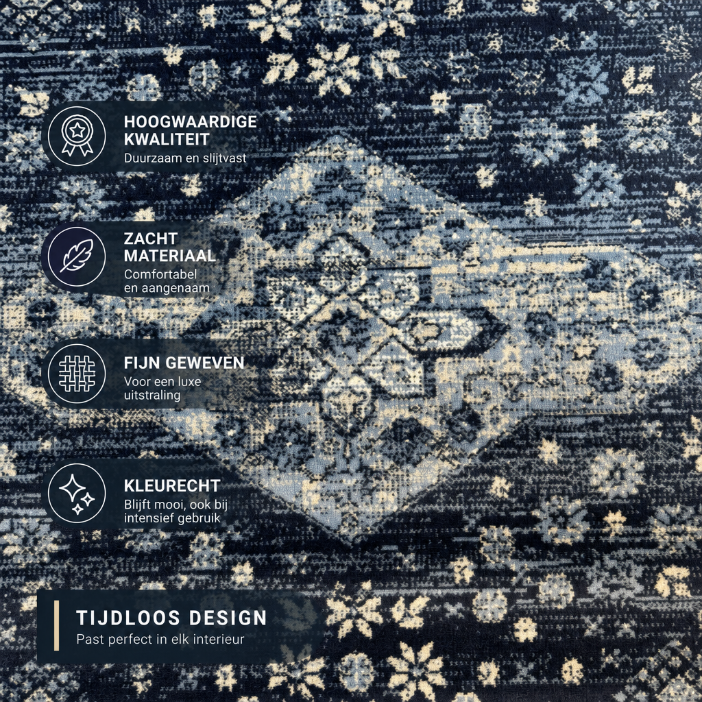Vintage Vloerkleed Blauw Navy