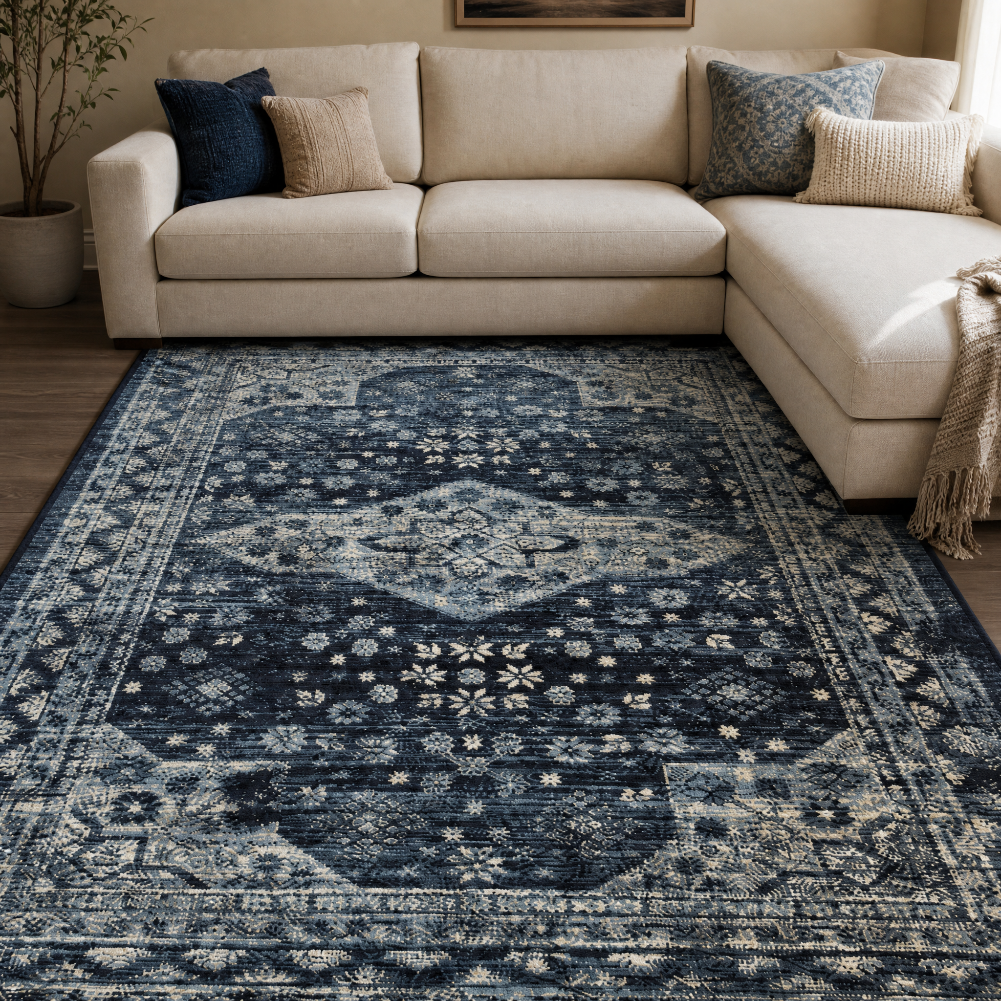 Vintage Vloerkleed Blauw Navy
