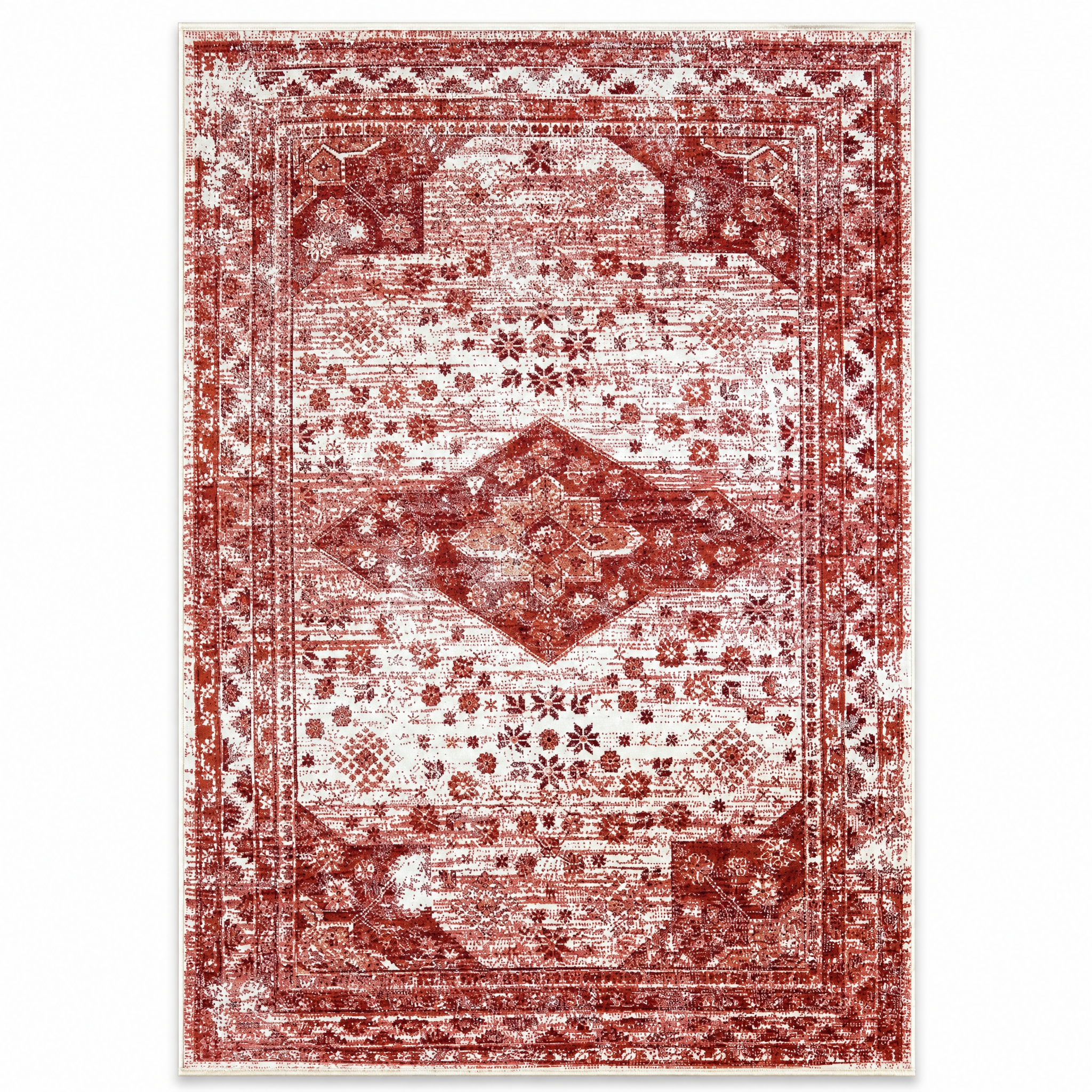 Vintage Vloerkleed Creme Rood Terracotta