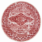 Vintage Rond Vloerkleed Creme Rood Terracotta