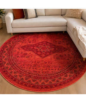 Vintage Rond Vloerkleed Terracotta