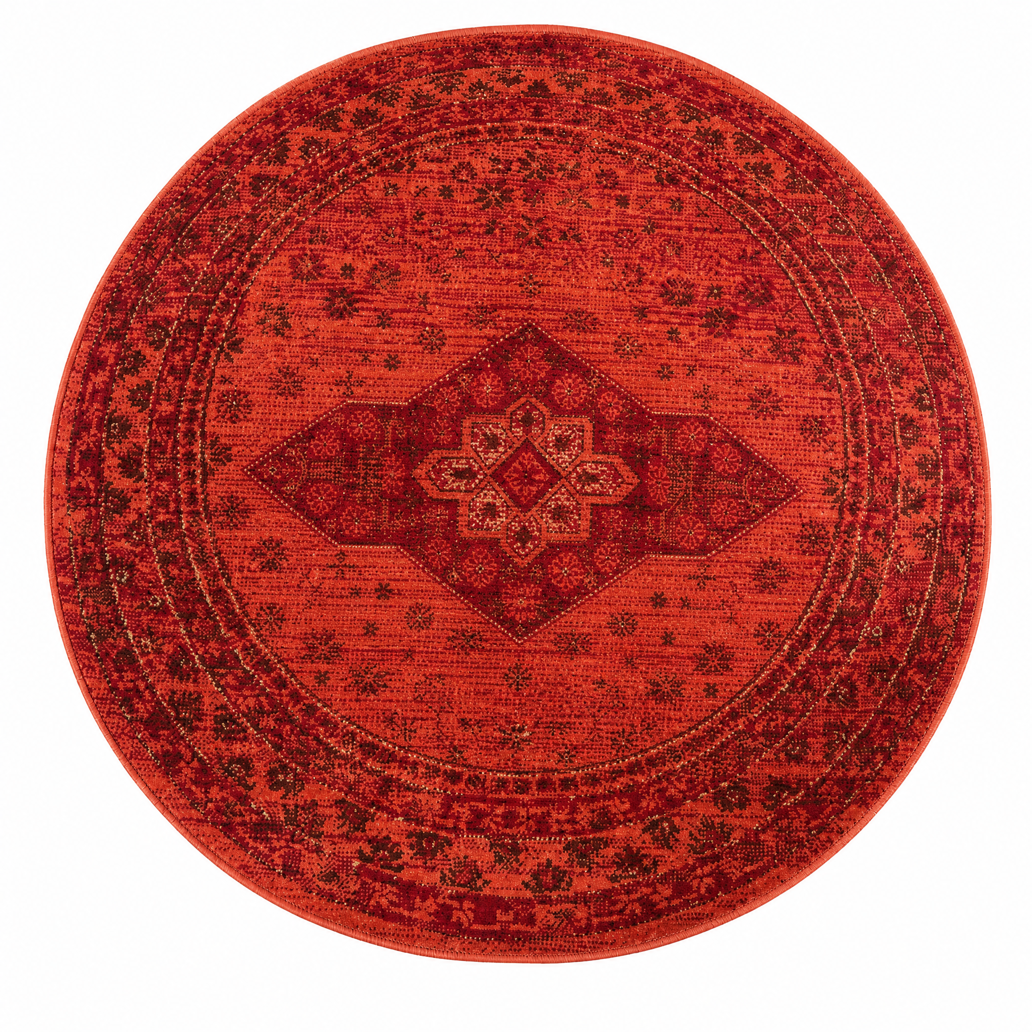 Vintage Rond Vloerkleed Terracotta