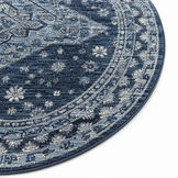 Vintage Rond Vloerkleed Blauw Navy