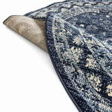 Vintage Rond Vloerkleed Blauw Navy