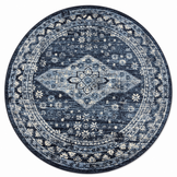Vintage Rond Vloerkleed Blauw Navy