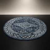 Vintage Rond Vloerkleed Blauw Navy