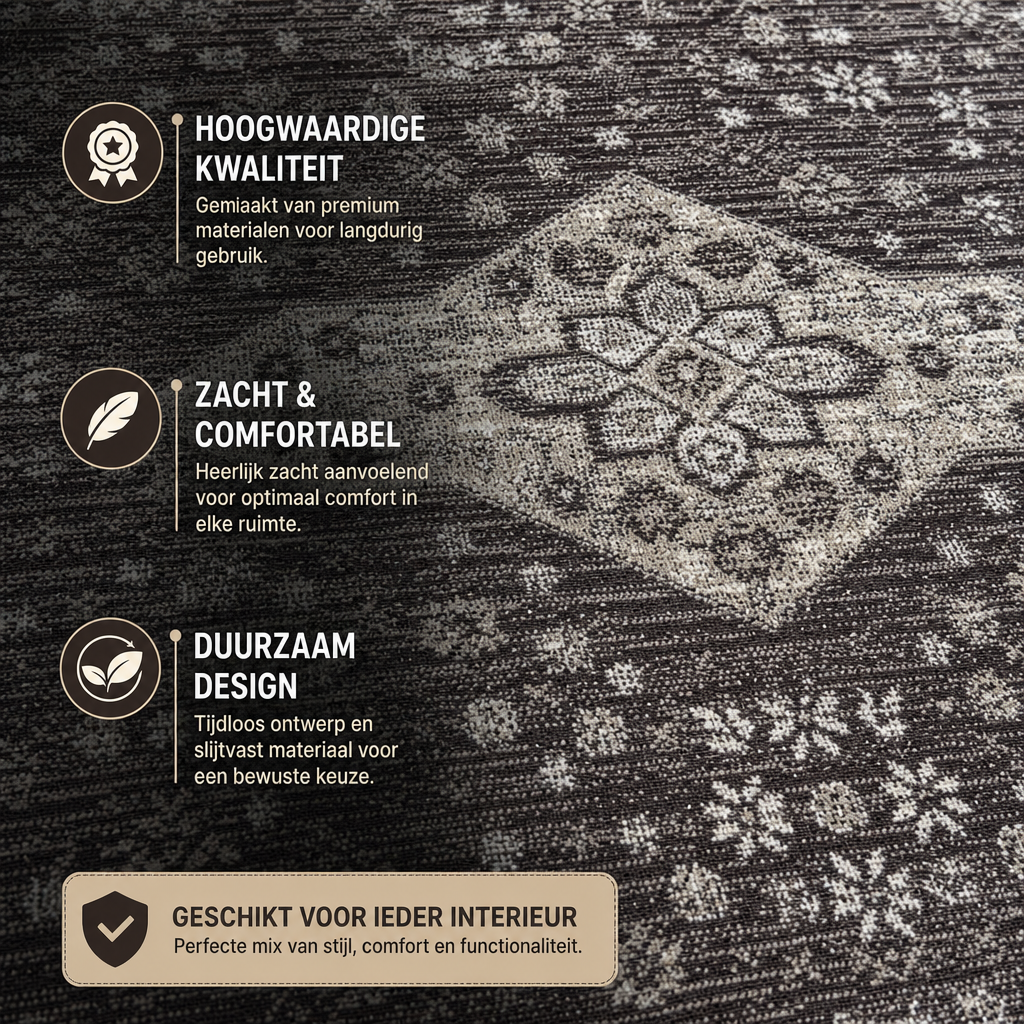 Vintage Rond Vloerkleed Bruin Beige