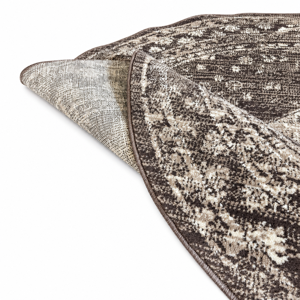Vintage Rond Vloerkleed Bruin Beige