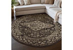 Vintage Rond Vloerkleed Bruin Beige