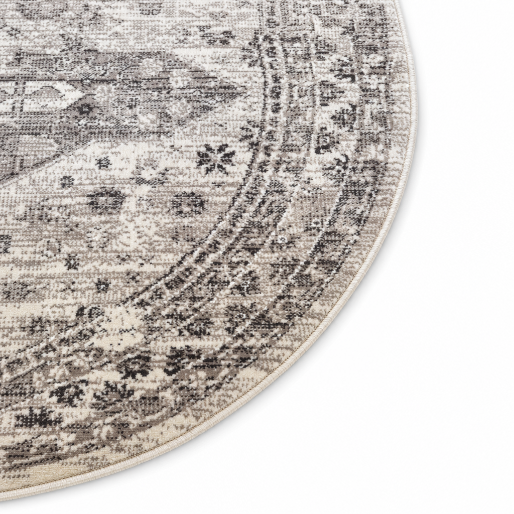 Vintage Rond Vloerkleed Beige Creme