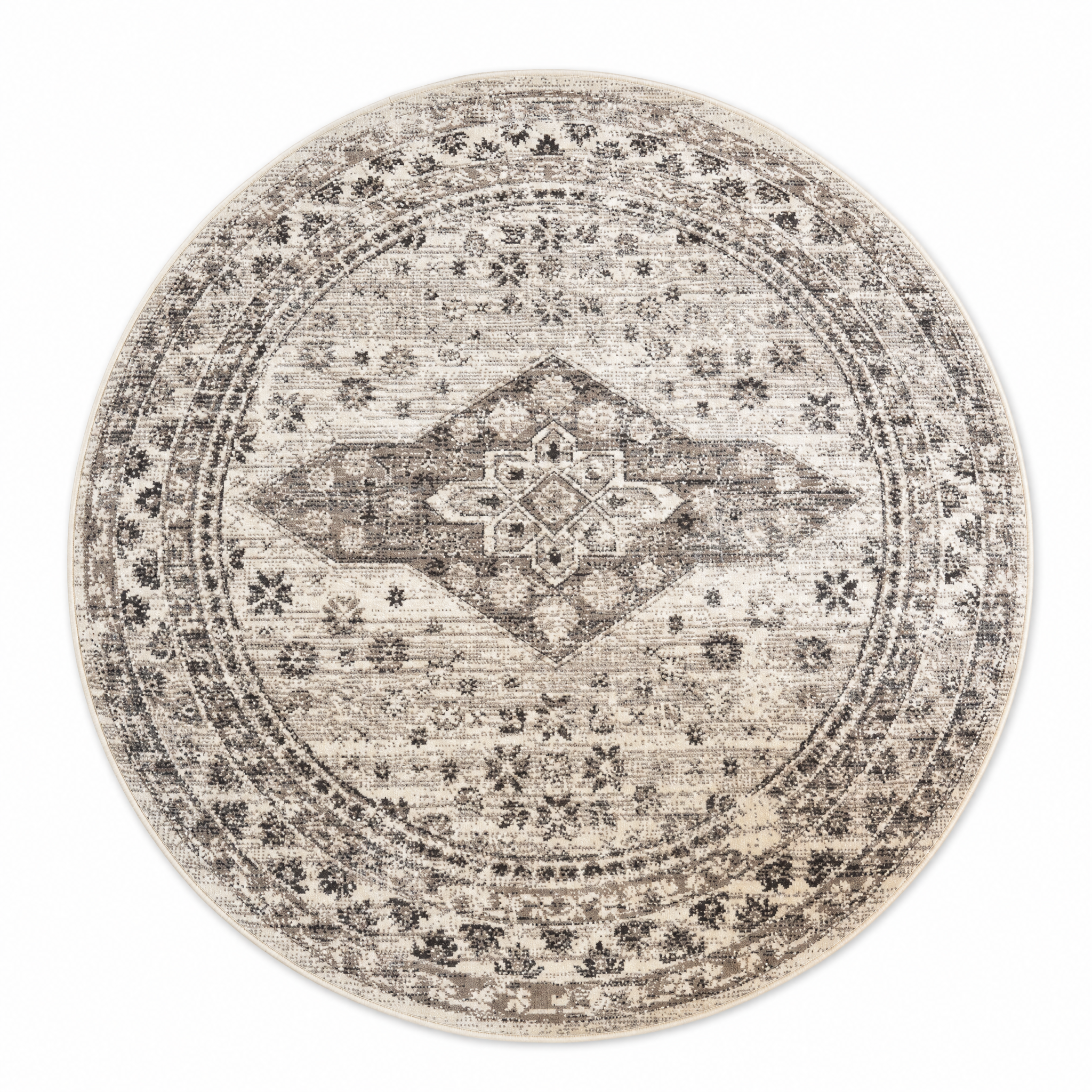 Vintage Rond Vloerkleed Beige Creme