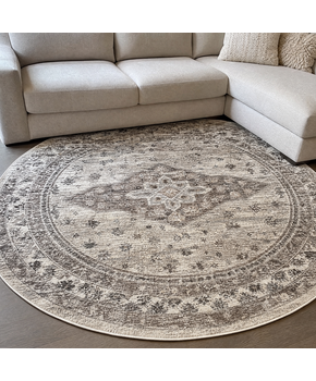 Vintage Rond Vloerkleed Beige Creme