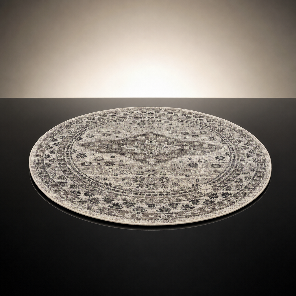 Vintage Rond Vloerkleed Beige Creme