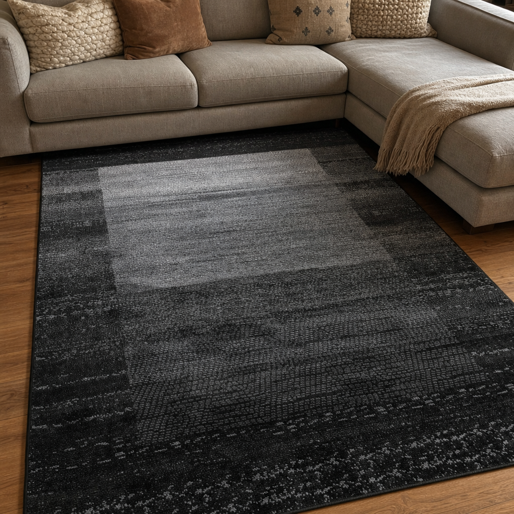 Luna Modern Vloerkleed Grijs Zwart