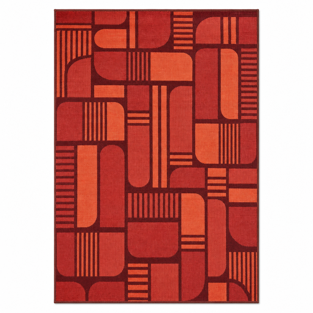 Retro Modern Vloerkleed Terracotta