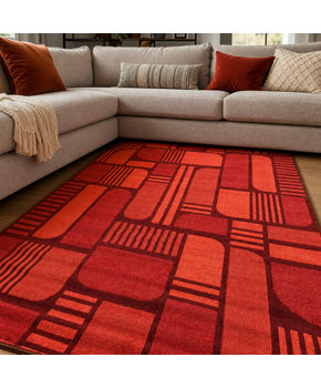 Retro Modern Vloerkleed Terracotta