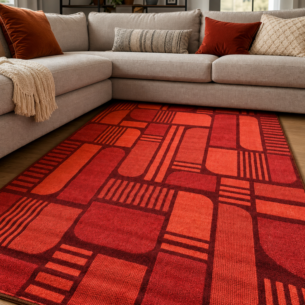 Retro Modern Vloerkleed Terracotta