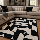 Retro Modern Vloerkleed Zwart Wit