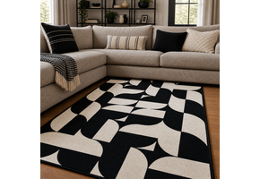 Retro Modern Vloerkleed Zwart Wit