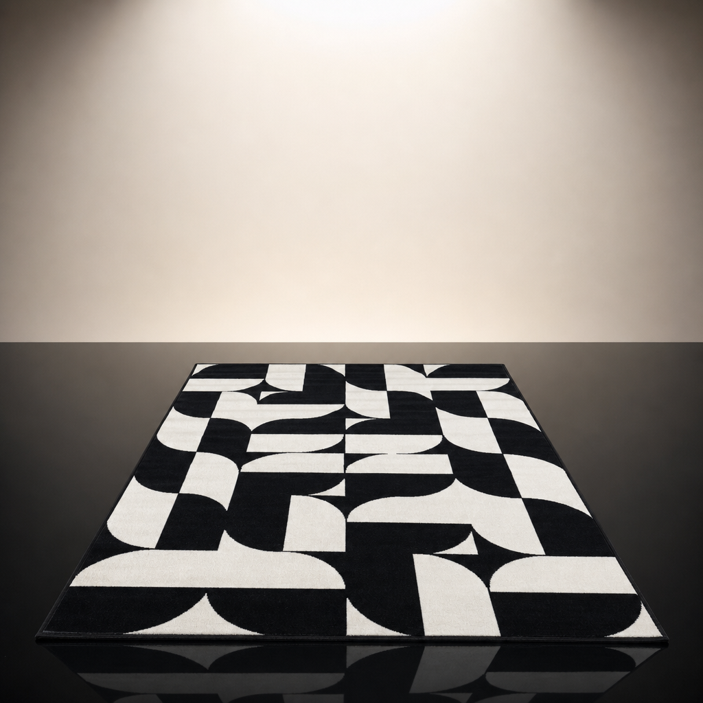Retro Modern Vloerkleed Zwart Wit