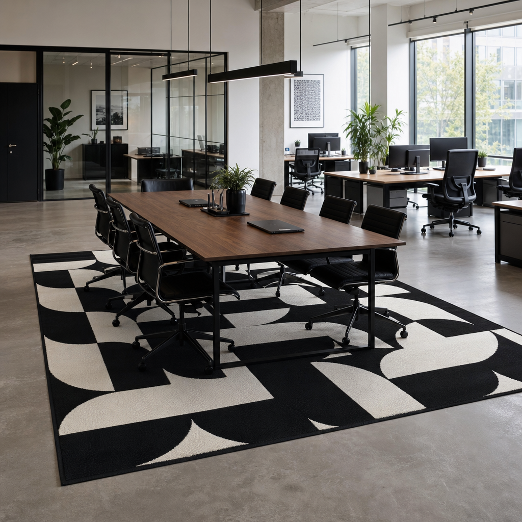 Retro Modern Vloerkleed Zwart Wit