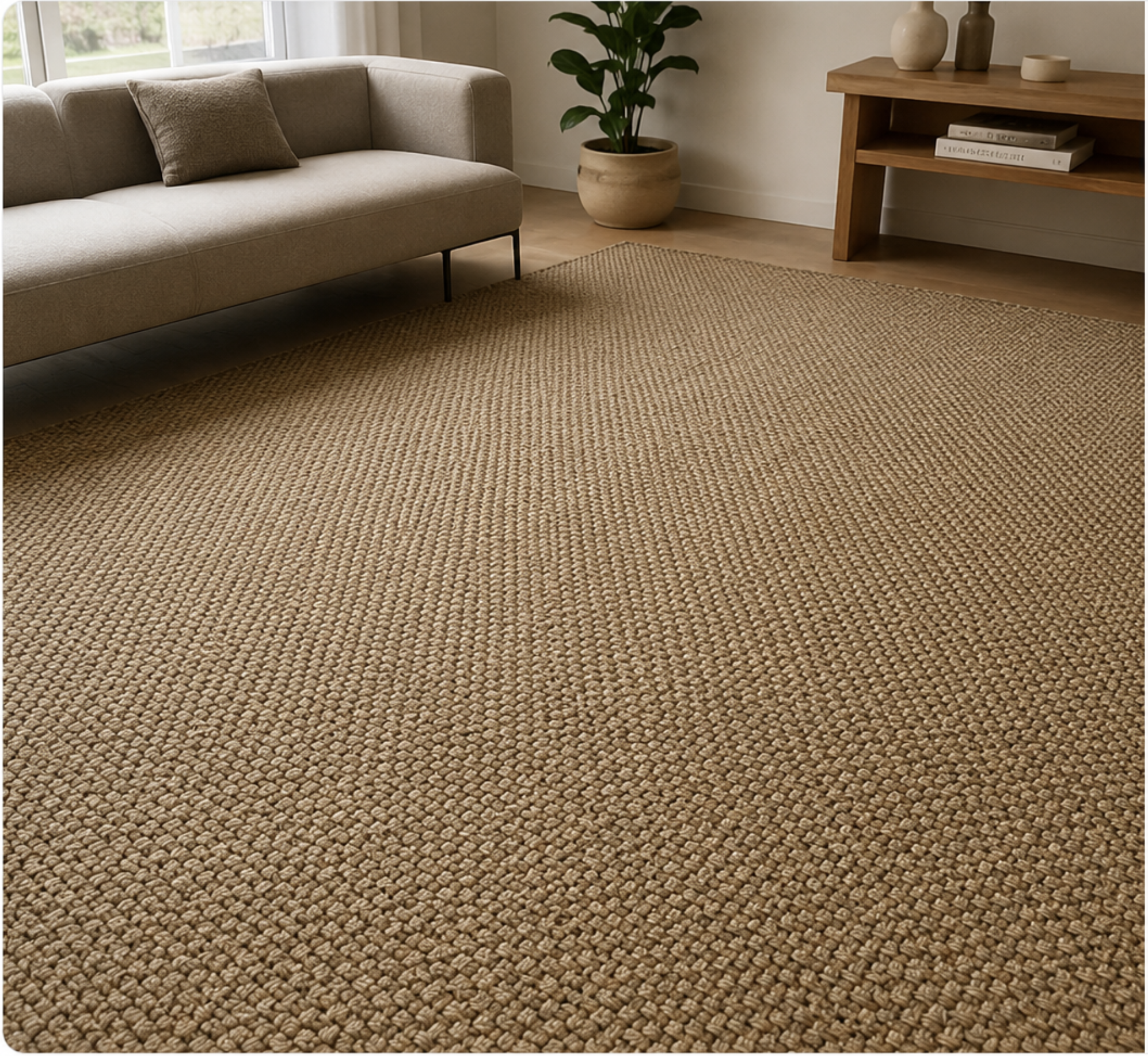 Sisal Vloerkleed XXL – Honingraatstructuur – Naturel – 100% Sisal