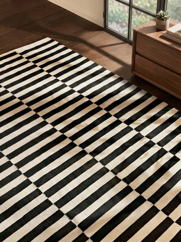 Wollen Vloerkleed Donna Zwart