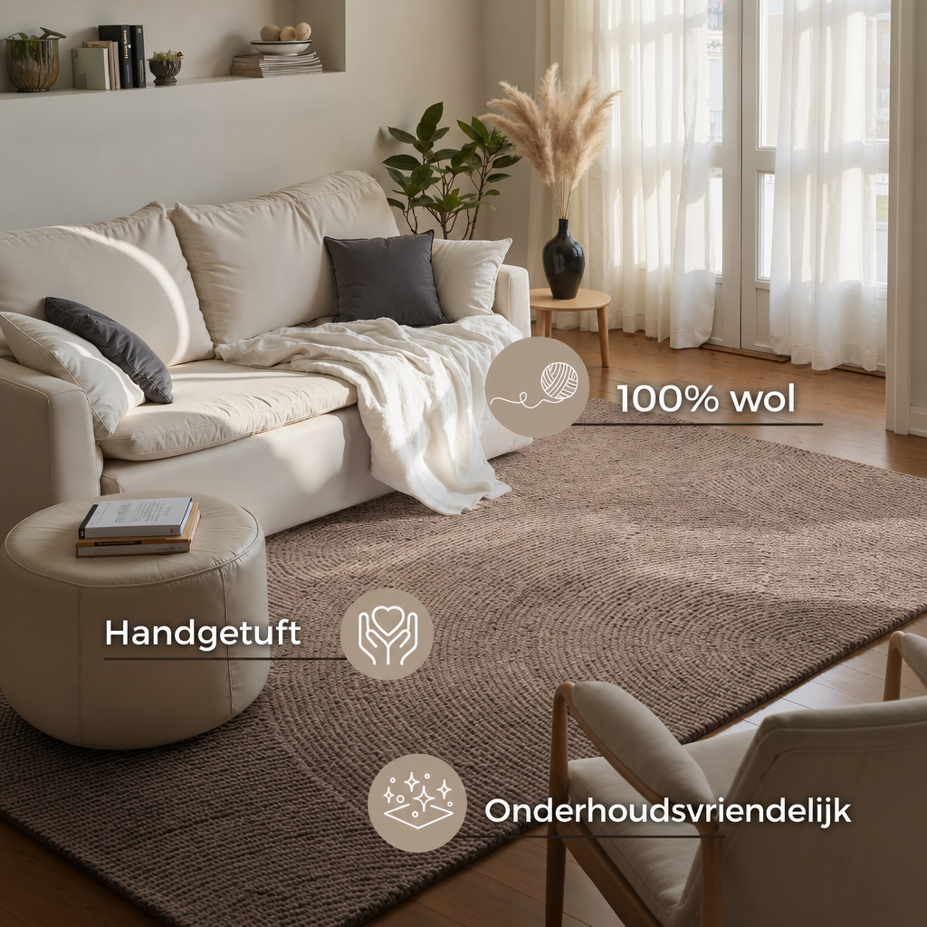 Wollen Vloerkleed Calmio Taupe